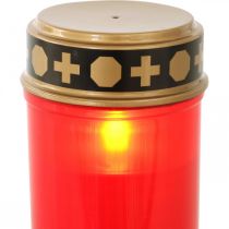LED hrobové světlo červený časovač na baterie Ø6,5cm H12,5cm