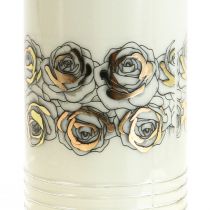položky Náhrobní svíčky bílé růže smuteční světlo Ø7cm V23,5cm 145h 2ks