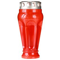 položky Červené náhrobní svíčky/světla, doba hoření 18 hodin, Ø9 cm V19 cm, 4 kusy