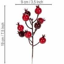 položky Umělá větvička granátového jablka s rozvětvenými stonky jako dekorace vázy, 19 cm, 4 kusy