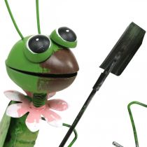 Zahradní figurka kobylky Kovová dekorace Cvrček s hráběmi a rýčem H33cm Sada 2 kusů
