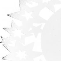 Vánoční talíř kovový dekorační talíř s hvězdičkami bílý Ø34cm