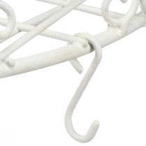 položky Závěsný dekorační kovový tác s háčky v bílé barvě Ø29,5cm V55cm