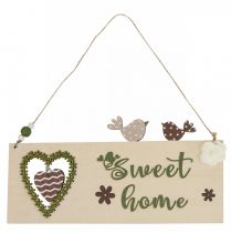 položky Dekorace na okno, závěsná dekorace, dřevěná cedule Sweet Home, 25 cm, 2 kusy