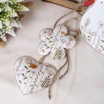 položky Závěsná dekorace kovová dekorace srdce a květiny bílé 10cm 4ks