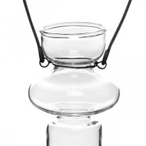 Mini skleněné vázy závěsná váza kovový držák skleněná dekorace V10,5cm 4ks
