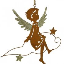 Deco věšák vánoční anděl dekorace kovová rez 15cm 6ks