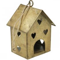 položky Vánoční věšák kovový domeček vintage zlatý V9,5cm 3ks