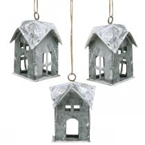 položky Vánoční přívěs kovový domeček shabby chic bílý V9,5cm 3ks