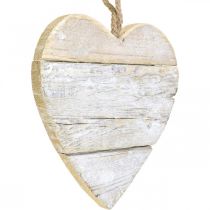 Srdce ze dřeva, ozdobné srdce na zavěšení, dekorace srdce bílé 24cm
