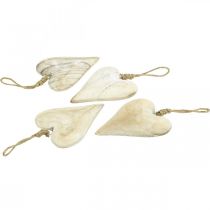 položky Dřevěné srdce, ozdobné srdce na zavěšení, dekorace srdce V10cm 4 ks