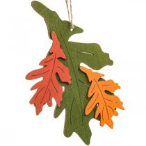 Podzimní deko přívěsek dřevo listy dubový list 17cm 6ks