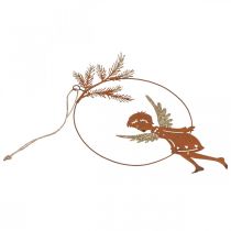 položky Anděl ozdobný prsten kovová rez vánoční dekorace 23,5x16,5cm 3 ks