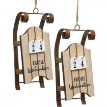 položky Dekorativní sáňky dřevěné kalendáře adventní rez L14,5cm 2ks