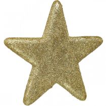 Vánoční dekorace přívěsek hvězda zlatý třpyt 18,5cm 4ks