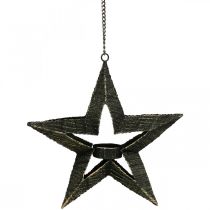položky Svícen na čajovou svíčku kovová dekorace vánoční hvězda béžová 22,5cm