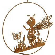 Včelka z kovové rzi zahradní dekorace na zavěšení Ø14cm 4ks