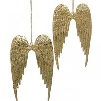 Angel Wings Dekorativní přívěsek Vánoční Zlatý 14,5×9cm 4 ks