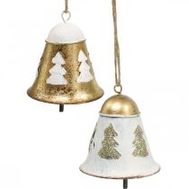 položky Vánoční zvonky Vintage vánoční dekorace Zlatá bílá 2ks