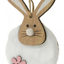 Věšák králík deko věšák velikonoční dřevěný plyš 26×7×2cm 6 kusů
