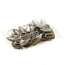 položky Dřevěný přívěsek králík s brýlemi mrkvově hnědá béžová 4×7,5cm 9ks