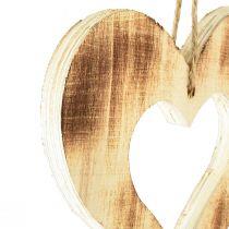 položky Dřevěná srdíčka dekorativní věšák srdce v srdci flambované 15x15cm 4ks