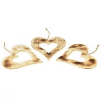 položky Dekorativní srdíčka dřevěná na zavěšení srdce pálené v srdci 20cm 3ks