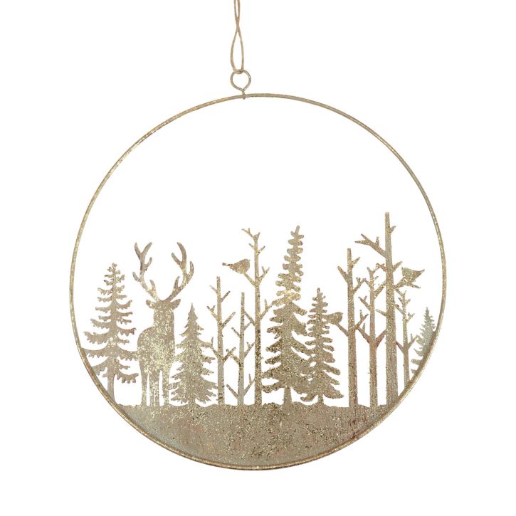 Ozdobný prsten kovový dekorace lesní jelen vintage zlato Ø22,5cm