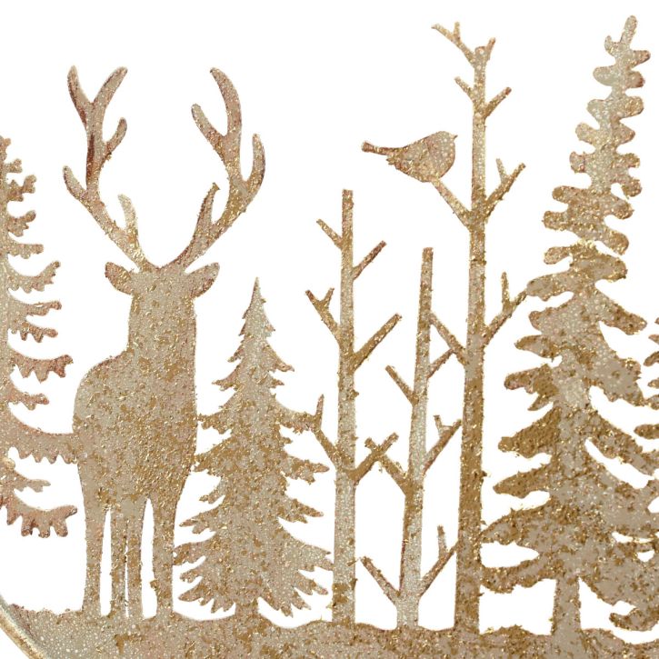 Ozdobný prsten kovový dekorace lesní jelen vintage zlato Ø22,5cm