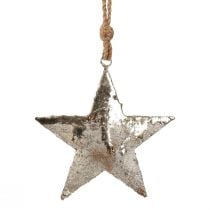 Závěsná dekorace hvězda kovová Vánoční dekorace stříbrná 15,5cm 3ks