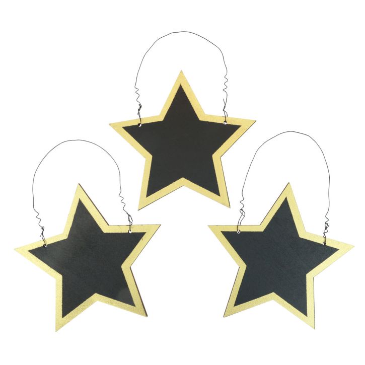 Dřevěné hvězdičky černé zlaté ozdobné věšáky vánoční Ø15cm 8ks