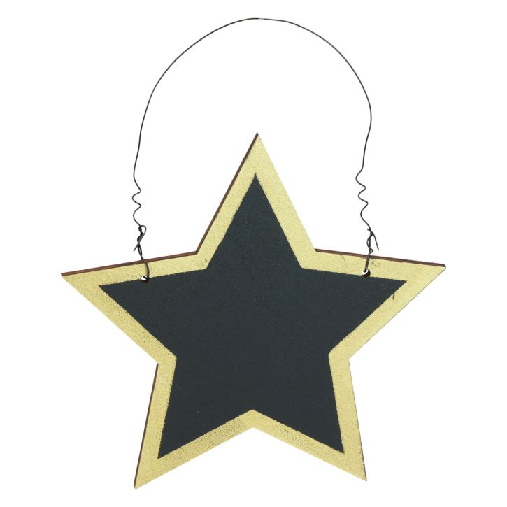Dřevěné hvězdičky černé zlaté ozdobné věšáky vánoční Ø15cm 8ks