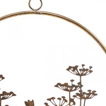 Nástěnná dekorace květiny kovová dekorace na zavěšení zlatá starožitná Ø38cm