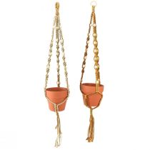 položky Macrame závěsný hrnec závěsný hrnec hlína Ø12,5cm H75cm 2ks