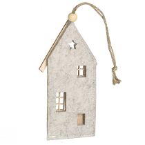 položky Vánoční dekorace z plstěných domečků, béžové, 15 cm, sada 6 kusů
