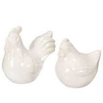 položky Figurka kuřete, lesklá glazura, pro moderní bytovou dekoraci, 17 cm, 2 kusy