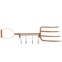 položky Rezavá kovová tyč na háčky, dekorativní vidle na seno, zahradní dekorace, 4 háčky, 62 cm
