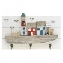 Věšák Beach, námořní dřevěná dekorace, háček Boat Shabby Chic L33cm