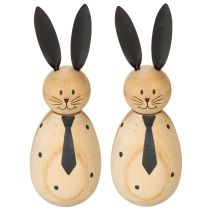 položky Dřevěná dekorativní figurka králíka, ideální pro klidnou a nadčasovou dekoraci, 15 cm, 2 kusy