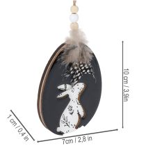 položky Dřevěná velikonoční vajíčka k zavěšení, bílá a černá, 10 cm, 6 kusů