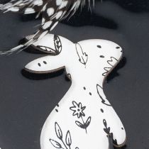 položky Dřevěná velikonoční vajíčka k zavěšení, bílá a černá, 10 cm, 6 kusů