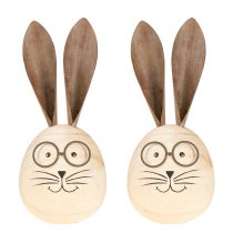 položky Dekorativní králík ze dřeva a kovu s humorným designem, příjemný poutač, 19 cm, 2 kusy