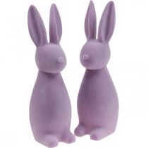 Deco Bunny Deco velikonoční zajíček Flocked Lilac Purple V29,5cm 2ks