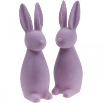položky Dekorativní velikonoční zajíček – 2. volba – Flocked Lilac V29,5cm 2 ks
