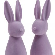 položky Dekorativní velikonoční zajíček – 2. volba – Flocked Lilac V29,5cm 2 ks