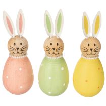 položky Dekorativní figurky králíků ve tvaru vajíčka pro jarní dekoraci domova, 12 cm, 3 kusy