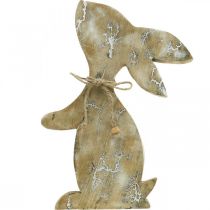 položky Dřevěný zajíček, jaro, velikonoční zajíček sedící, velikonoční dekorace se vzorem přírodní, bílá praná V26cm