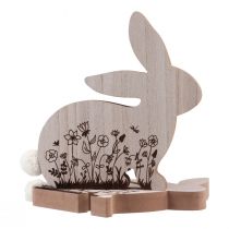 položky Zajíček Wood Sedící květinový vzor Natural White 24×24cm 2 ks