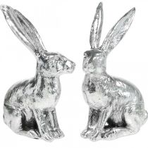 položky Velikonoční zajíček sedící stříbrný králík dekorativní figurka Velikonoce 13cm 2ks