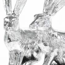 položky Velikonoční zajíček sedící stříbrný králík dekorativní figurka Velikonoce 13cm 2ks